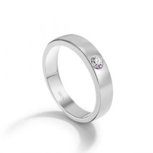 Dankadi Bague Zircon en 925 Argent Large 4.5mm 8mm 8.6mm 13mm 17mm, Taille 49 &agrave; 70MM, Anneau D'alliance Fian&ccedil;aille Mariage Couple Simple Lisse D&ocirc;me Cadeau F&ecirc;te pour Femme Homme (Argent Style A, 9) (Mei Yun Jewelry, neuf)