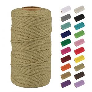 Uiopa Macrame Corde 2mm x 100m, Naturel Fil Macramé Fil de Coton Ficelle Corde, DIY Cordelette pour Tressée, Tapisserie de Plante, Tenture Murale, Cadeau Décoration, Emballage (Jaune Clair) (XEYUAN, neuf)