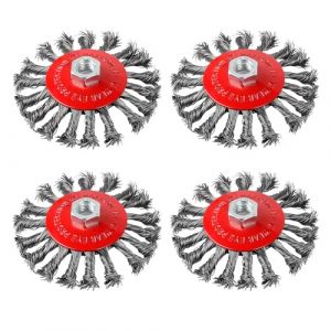 EXLECO 4X Brosse Metallique pour Meuleuse &Oslash;115 mm Brosse M&eacute;Tallique Meuleuse D'angle M14 Brosse Metallique pour Perceuse Disque Brosse Conique pour Meuleuse Brosse Disqueuse pour D&eacute;rouillage Polissage (ZLH2019, neuf)