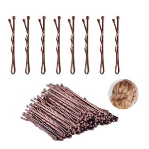 150 PCS 5cm Epingles &agrave; Cheveux, Pince Chignon Barrettes M&eacute;tal Invisible Ondul&eacute;es Cheveux Barette Pour Femme Ou Filles Toutes Longueurs Et &Eacute;paisseurs Raides Et Boucl&eacute;s Styles Quotidiens (Marron) (Wangshacaokeji, neuf)