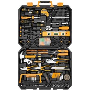 DEKO Caisse a Outil 228 Pi&egrave;ces, Malette Boite Coffret Complete Bricolage Portable Marteau Pinces Tournevis Cl&eacute; Douille Ruban Mesurer Testeur &Eacute;lectrique Stylo Kits R&eacute;paration Combin&eacute; (DEKO-EU, neuf)