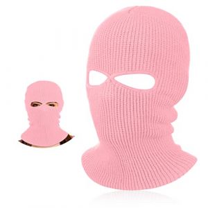 BBTO Balaclava à 2 Trous Masque de Ski Tricoté Balaclava Intégral en Tricot Couvre-Visage à 2 Trous Cagoule Intégrale d'hiver pour Sports Ski Moto Vélo Extérieur (Rose, Style Classique) (Bomelvoo FR, neuf)