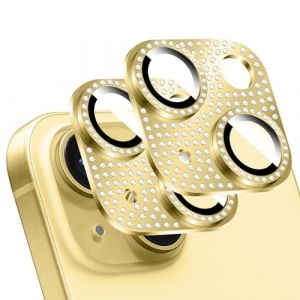 LucBuy 2 Pièces Protecteur D'objectif D'appareil Photo en Diamant Brillant pour iPhone, Métal 3D Strass Téléphone Décoré, Protection Complète Arrière Caméra Coque pour iPhone 15/iPhone 15 Plus (LucbuyEU, neuf)