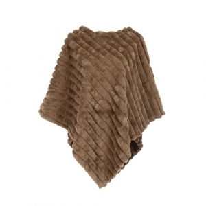 MAPIMANIA - poncho femme chic et elegant fausse fourrure trame rayée beige foncé, manteau femme hiver, poncho chaud, cape mariage polaire femme, bolero mariage fourrure (MAPIMANIA, neuf)