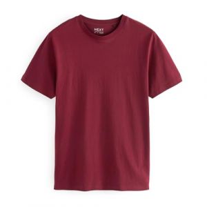 NEXT, T-Shirt Épais pour Homme à Col Ras du Cou, 100% Coton, Lot de 4 x T-Shirts pour Homme Rouge Bourgogne S (Next Germany GmbH, neuf)