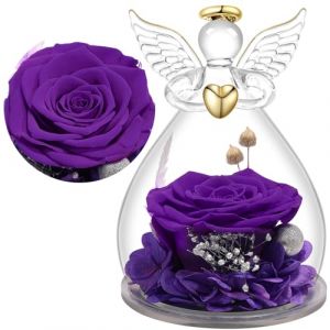 Yamonic Rose Eternelle Cadeau Maman,Ange Figurine en Verre avec Fleur Eternelle Cadeau Femme,Cadeau Anniversaire Femme,Ange Noel,Cadeau Mamie,Ange Gardien,Cadeau Noël/Fête des Mères (Yamonic Direct Store, neuf)