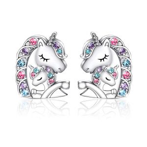 LICHUANUK Boucles d'Oreilles Licorne en Argent Sterling pour Filles - Bijoux Licorne, Cadeaux d'Anniversaire, Mod&egrave;les M&egrave;re-Enfant (LICHUANUK, neuf)