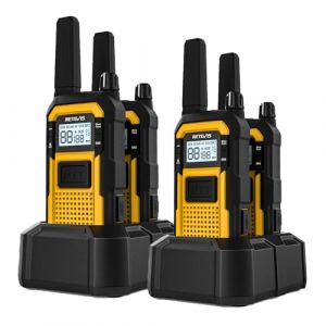 Retevis RB648 Talkie Walkie Robustes, Radio Bidirectionnelle Étanche IP67, 2000 mAh Rechargeable, Double PTT, Alarme d'Urgence, Triple Preuve Avancée Talkie-Talkie pour Industries Dures (4 Pcs, Jaune) (RetevisDirect, neuf)