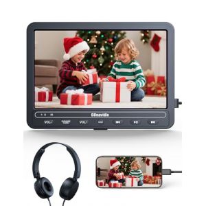 GOnavidio Lecteur DVD portable10,1 Pouces avec HDMI Input, 5 Heures de Batterie Rechargeable, Lecteur DVD Voiture, connect&eacute; au t&eacute;l&eacute;phone, ecran Enfant appuie t&ecirc;te Equip&eacute; Casque (GOnavidio, neuf)