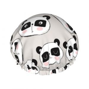 Bonnet de douche pour douche &ndash; Joli panda &ndash; Grand bonnet de douche r&eacute;utilisable et imperm&eacute;able &agrave; l'eau &ndash; Bonnet de douche double couche pour femme &ndash; Bonnet de douche pour douche avec doublure en PEVA (SA-Toy, neuf)