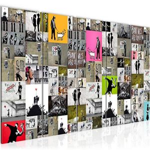 Runa Art Tableau mural XXL Collage Banksy 200 x 80 cm Coloré 5 Parties - 302755a (Runa Art GmbH, neuf)
