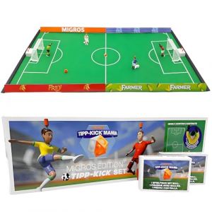 TIPP-Kick Mania - Kit de jeu de baby-foot prêt à jouer avec 2 joueurs, 2 gardiens de but, 2 buts en plastique, 2 balles, 4 bandes, 1 terrain de jeu en feutre | Jeu de football de table | Surface de (1a-Handelsagentur, Expédition d'Allemagne, les Termes et