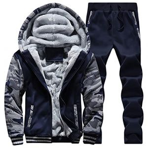 sutelang lurryly Surv&ecirc;Tements Homme Polaire Ensemble Jogging Grande Taille Hiver Sweat &agrave; Capuche Surv&ecirc;Tement en Polaire Imprim&eacute; De Camouflage Veste Zipp&eacute;E &agrave; Capuche Et Pantalon avec Poches (sutelang lurryly (7-15 jours de livraison), neuf)