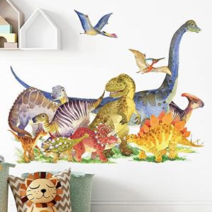 Runtoo Stickers Muraux Dinosaure Enfant Autocollant Mural Aquarelle Tropicales Animaux Deco Stickers Chambre Enfants Bébé Fille Garçon Décoration (Decalplanet-EU, neuf)