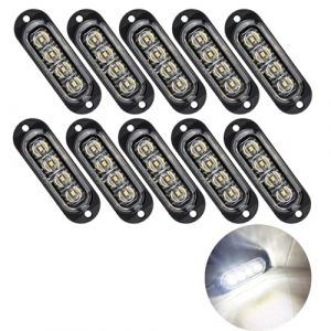 Krtopo 10X 4 LED Feux de Marquage Latéral 12 / 24V Feux De Gabarit LED Remorque Lampe 3000K LumièRe D’Avertissement Pour Camion Rv Caravane (Blanc) (aqhtrade, neuf)