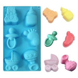 WishesMar Moule &agrave; G&acirc;teau en Silicone 6 Cavit&eacute;s Forme de Rainure de Th&egrave;me B&eacute;b&eacute; - Antiadh&eacute;sif Moules &agrave; Forme Sp&eacute;cifique de Cuisine Moule en Silicone pour P&acirc;tisserie, Savons, D&eacute;coration, Muffins (Nicemeet999, neuf)