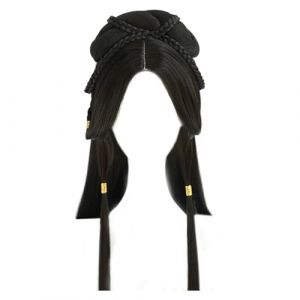 Tenue chinoise pour femmes perruque traditionnelle tressée noire longue Hanfus perruque synthétique asiatique Costume de C (MACHENGKK, neuf)