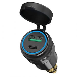 12V/24V Prise DlN vers USB Chargeur Rapide de Moto: Oidoe USB C Adaptateur DlN Hella vers USB avec LED Bleue pour Moto BMW Ducati Triumph Tiger et Autres Motos de Style Europ (Autuojing, neuf)