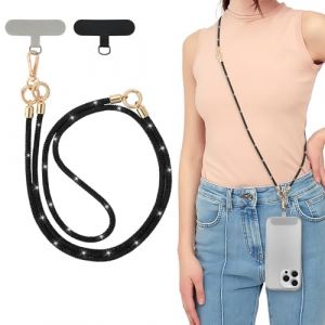 EspZanthic Lani&egrave;re de T&eacute;l&eacute;phone avec Dragonne, Bling Cordon Universel pour Portable, Tour de Cou Smartphone Sangle Attache, Sangle T&eacute;l&eacute;phone en Bandouli&egrave;re x 1, Dragonne x1,Patch x2 (EspZanthic-Store, neuf)