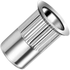 M4 Écrous à sertir aveugles, tête fraisée, corps rond rainuré, insert fileté ouvert, 4mm moleté en acier zingué, rivet pour acier, alliage, cuivre, plastique, fibre de verre et composite (25 pcs.) (Keple, neuf)