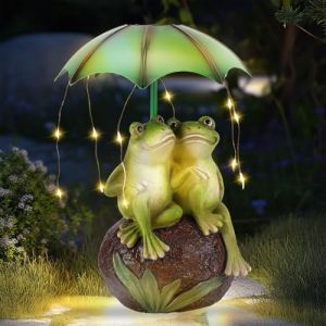 Wowlela Statue de Jardin en Forme de Grenouille Solaire, Figurine Grenouille Résine Étanche avec Lumières LED à énergie Solaire, Statue Jardin Exterieur pour Terrasse Cour Pelouse Décorations (Xisheng Shop, neuf)