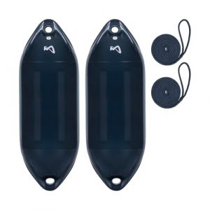 Mesle Pare-Battage Ultra Pack de 2 avec Corde, ø 22 cm | 61 cm Long, Défense de Bateau Yacht Jet-Ski, Bouée Pare Battage cylindrique Gonflable (Mesle Watersports, neuf)