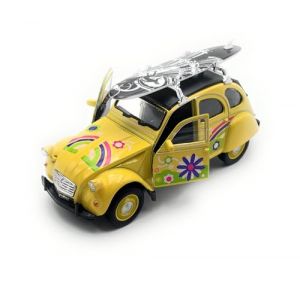 Onwomania Modèle de Voiture Compatible avec 2CV Duck Surf 1:34-39 Voiture Jaune Véhicule Miniature (Onwomania®, neuf)