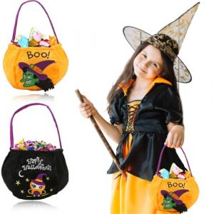 OIXEYA 2 pi&egrave;ce Sacs &Agrave; Bonbons Halloween,Sac de Bonbons Citrouille,Seau De Rangement De Bonbons Trick Or Treat Sac Citrouille Sacs De Bonbons pour Halloween Kids Party (DINODANUBE TRADING, neuf)
