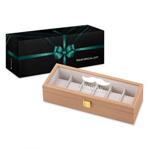 Maverton Bo&icirc;te &agrave; 6 montres personnalis&eacute;e en bois - 31 cm x 11 cm x 8 cm - Coffret pour une collection de montres - Cadeau pour collectionneurs - Pour homme - Gentil (MAVERTON, neuf)