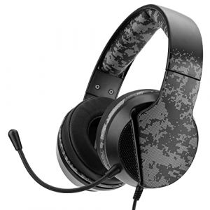 NITHO Janus Casque Gamer Filaire Over-Ear &ndash; Haut-Parleurs 40 mm, Microphone Flexible, Son Clair &ndash; Jack 3.5 mm &ndash; PC/PS4/PS5/Xbox One/Series X|S/Mobile/Tablette &ndash; Camo (Nitho EU, neuf)