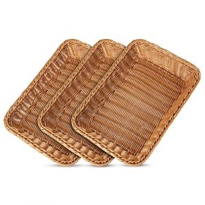 AKOLAFE Lot de 3 paniers en osier - Paniers cadeaux - Panier de rangement en osier - 35 x 25 cm - Paniers en osier vides - Grands paniers de pique-nique rectangulaires pour servir la nourriture (LU YUANWEI, neuf)