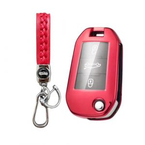 MEDZUK Coque Cl&eacute; Compatible avec Opel Crossland X 2017-2024 2025 Coque de Protection pour cl&eacute; de Voiture TPU, Accessoire &Eacute;tui pour Cl&eacute;s avec Porte-cl&eacute;s (Rouge) (MEDZUK-EU, neuf)