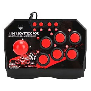 Machine de Joystick, Stick Wired Jeux d'arcade D'arcade pour Commutateur PC Accessoires Bâton Combat avec Port USB Filaire Sphérique en Métal et 6 Boutons Commande Fight (Terisassa, neuf)