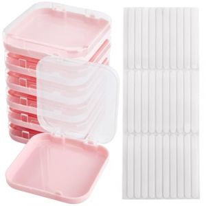 SOFPLATE 9 bo&icirc;te &agrave; Ongles &agrave; Pression de 3.1 x 2.7cm Pr&eacute;sentoir &agrave; Ongles en Vrac Rose avec 30 Rubans Adh&eacute;sifs Double Face Organiseur en Plastique pour Faux Ongles Bo&icirc;te de Rangement pour Pointes de Na (SOFPLATE FR, neuf)