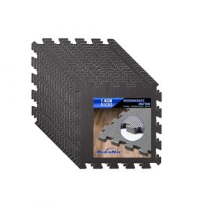 BodenMax Tapis Puzzle Sport Maison Tapis Anti Bruit Dalles clipsables Mousse EVA 10mm Dalle Garage Tatami Puzzle Dalles amortissantes Tapis Isolant | Noir 30x30x1cm | 18 Dalles Mousse Sport | 1.66m² (HDhomeart, neuf)