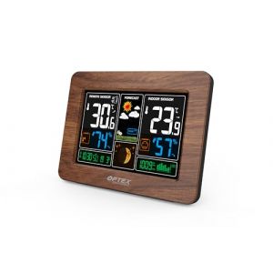 Station m&eacute;t&eacute;o couleur radio contr&ocirc;l&eacute;e avec face avant inter-changeable, sonde ext&eacute;rieure, r&eacute;tro&eacute;clairage, alarme avec snooze (Groupe Normand, neuf)