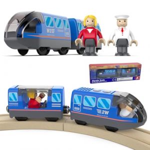Cylora Train de locomotives à Piles(Connexion Magnétique), Train Electrique Enfant, Trains Électrique Haute Vitesse avec Son, Compatible avec Thomas, Brio, Jouet pour Dès 3 Ans, Bleu (haoshiguan, neuf)