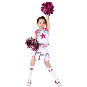 LOLANTA Costumes de pom-pom girl pour filles avec pompons et chaussettes, déguisement d'Halloween pour enfants, tenue de pom-pom girl, Rose clair, 8-9 ans, 140 (LOLANTA, neuf)