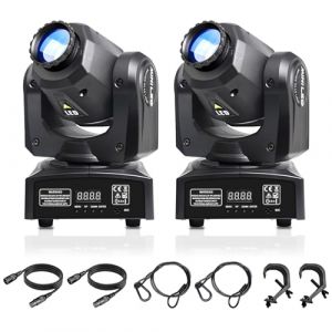 2Pack 30w Lyre Led Luminaires à Tête Rotative Dmx 512 Lumière de Scène à Tête Mobile, Activation Sonore Moving Head Led Motifs Disco, Projecteur Led Spot Jeux Dj pour Fête Mariage (WecanLight, neuf)