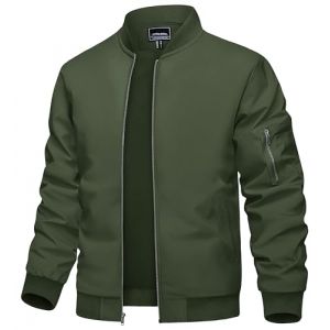 TACVASEN Blouson d'été pour homme, veste demi-saison, veste d'aviateur légère, pour les loisirs, avec poches, Vert armée., S (TACVASEN-EU, neuf)