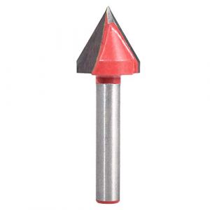 Fraise à rainurer KATUR V, Fraise en carbure de tungstène en V pour la gravure CNC, Outil à bois pour fraise en bout avec queue de 6mm (queue de 6mm, 16mm de large, 60 degrés) (BIToo, neuf)