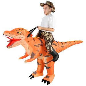 Alaoo Costume Gonflable de Dinosaure Camouflage, Costume Dinosaure Adulte（Chapeau Inclus）, Costume Gonflable Raptor, pour F&ecirc;te d'halloween, F&ecirc;te de No&euml;l, Cosplay Unisexe, Adulte-Orange (Alaoo, neuf)