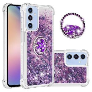 IMEIKONST Coque pour Samsung Galaxy A15 5G &Eacute;tui avec Support, Paillette Strass Liquide Brillants Diamant Transparente Antichoc TPU Silicone Bumper Housse pour Samsung A15 5G. Love Purple YBZ (IMEIKONST, neuf)