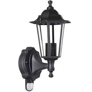 Lampadaire extérieur Krysante avec capteur de mouvement alu moulé réverbère lampe jardin lumière extérieure candélabre forme lanterne chemin (DEUBA-FR, neuf)