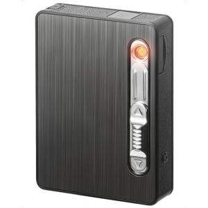 VVAY Boîte à cigarette avec Briquet tempête, Étui cigarette Rechargeable par USB pouvant Contenir 15 Cigarettes, Cadeau Porte-cigarettes Homme et Femmes ("VVAY" EU, neuf)