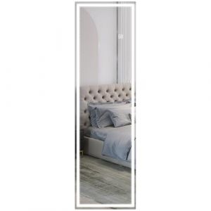 HOMCOM Miroir Plein Pied Mural Grand Miroir rectangulaire avec LED réglable, Interrupteur Tactile, en Verre épais 4mm 40 x 120 cm pour Salon, Chambre, Salle de Bain (Aosom FR, neuf)