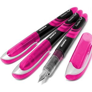Lot de 3 stylos à plume jetables Zebra Fuente Fountain - Encre rose (OMGHC., neuf)