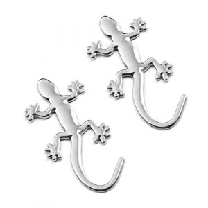 Peosaard Autocollant de Voiture en Forme de Gecko, 2pcs 3D Gecko Shape Solid Metal Chrome Badge Emblem Decal Car Sticker Auto - Silver (shuqinwangluokeji, neuf)