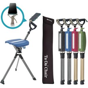 Ta-Da Chair Série 2 Pro - Canne de Marche avec siège, Cadre léger en Aluminium, Tabouret Pliable Robuste (jusqu'à 136 kg), Facile à Plier, idéal pour la randonnée et l'extérieur - Bleu, Ajustable (STEP2GOLD, neuf)
