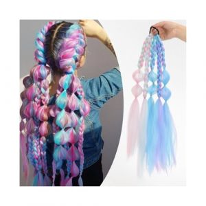 Extension de queue de cheval Perruque queue de cheval tresse de couleur f&eacute;minine 24 pouces simulation bulle tresse tresse fibre chimique queue de cheval tresse Extensions de cheveux(Multicolored) (LIUXIANJU, neuf)
